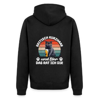 Beer and British Shorthair - Unisex Premium Organic Zip Hoodie - black - Back - Nico (187cm)