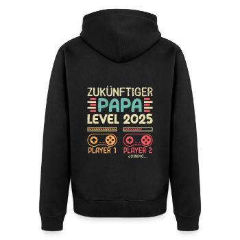 FUTURE DAD LEVEL 2025 Vintage Player Dad - Unisex Premium Organic Zip Hoodie - black - Back - Nico (187cm)