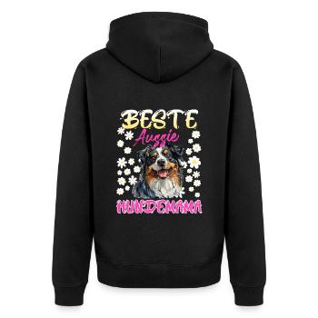 Australian Shepherd BEST AUSSIE DOG MOM - Unisex Premium Organic Zip Hoodie - black - Back - Nico (187cm)