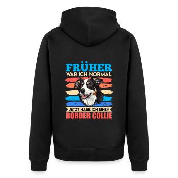 Border Collie J’ÉTAIS NORMAL Drôle - Veste à capuche bio Premium Unisexe - noir - Dos - Nico (187cm)