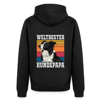 Border Collie WELTBESTER HUNDPAPA Border Collie - Unisex Premium Bio Zip Hoodie - Schwarz - Hinten - Nico (187cm)
