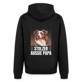Australian Shepherd PROUD AUSSIE DAD - Unisex Premium Organic Zip Hoodie - black - Back - Nico (187cm)