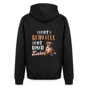 Dog mom NO DOG HAIR IT'S BOXER MAGIC - Unisex Premium Organic Zip Hoodie - black - Back - Nico (187cm)
