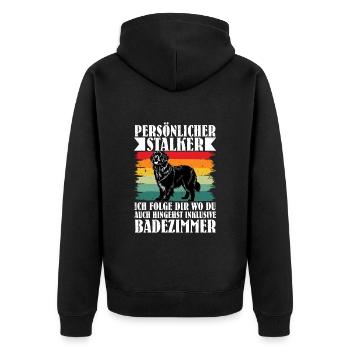 Newfie PERSONAL STALKER FOLLOW YOU TO THE BATHROOM - Unisex Premium Organic Zip Hoodie - black - Back - Nico (187cm)