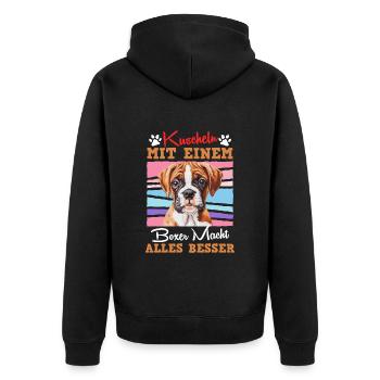 Boxer allemand CÂLINER AVEC LE BOXER VOUS REND MEILLEUR - Veste à capuche bio Premium Unisexe - noir - Dos - Nico (187cm)