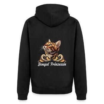 Katzenmama BENGAL PRINZESSIN Bengal Katzen - Unisex Premium Bio Zip Hoodie - Schwarz - Hinten - Nico (187cm)