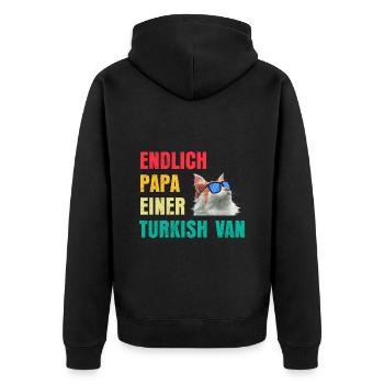 Cat Dad FINALLY DAD OF A TURKISH VAN Cat - Unisex Premium Organic Zip Hoodie - black - Back - Nico (187cm)