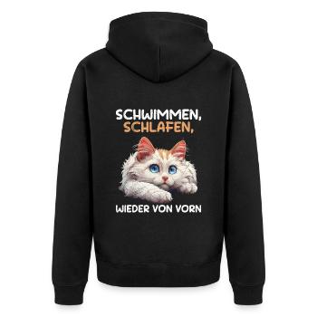 Turkish Van SWIMMING SLEEP ALL OVER AGAIN - Unisex Premium Organic Zip Hoodie - black - Back - Nico (187cm)