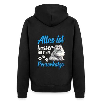 Chat persan TOUT VA MIEUX AVEC UN CHAT PERSAN - Veste à capuche bio Premium Unisexe - noir - Dos - Nico (187cm)