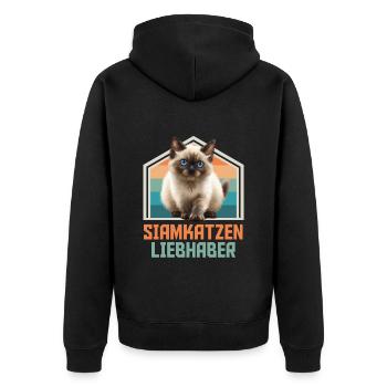 Siamkatzen Liebhaber Siamesen Katzen Besitzer - Unisex Premium Bio Zip Hoodie - Schwarz - Hinten - Nico (187cm)