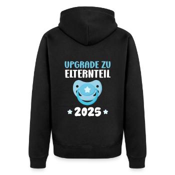 UPGRADE ZU ELTERNTEIL Schwangere Werdende Mütter - Unisex Premium Bio Zip Hoodie - Schwarz - Hinten - Nico (187cm)