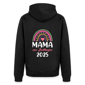 MAMAN DE JUMEAUX 2025 Femme jumelle enceinte - Veste à capuche bio Premium Unisexe - noir - Dos - Nico (187cm)