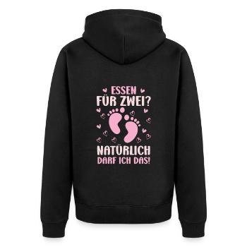 Pregnant FOOD FOR TWO? OF COURSE I CAN'T - Unisex Premium Organic Zip Hoodie - black - Back - Nico (187cm)