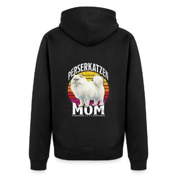Katzenmama PERSERKATZEN MOM Persian Cat Mama - Unisex Premium Bio Zip Hoodie - Schwarz - Hinten - Nico (187cm)