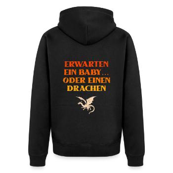 Pregnancy Dad EXPECTING A BABY OR - Unisex Premium Organic Zip Hoodie - black - Back - Nico (187cm)