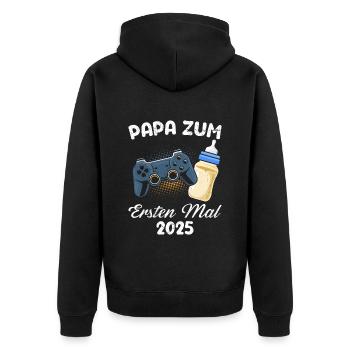 PAPA POUR LA PREMIÈRE FOIS 2025 1ÈRE FÊTE DES PÈRES EXPECTATIVE - Veste à capuche bio Premium Unisexe - noir - Dos - Nico (187cm)