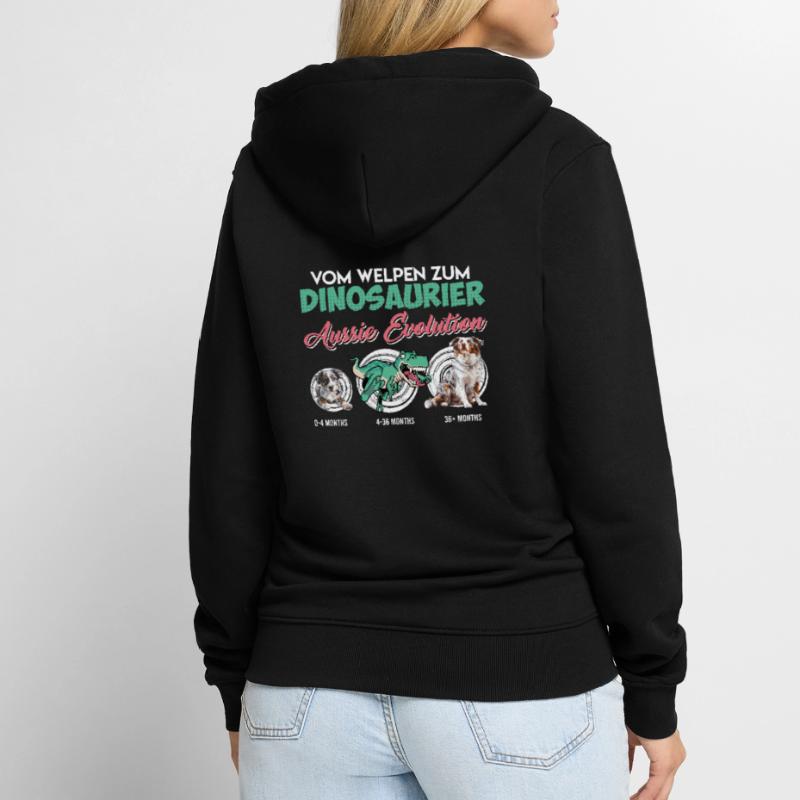 Aussie FROM PUPPY TO DINOSAUR Aussie evolution Unisex Premium Organic Zip Hoodie