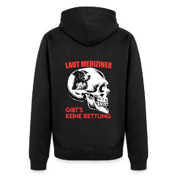 Aussie ACCORDING TO DOCTORS, THERE IS NO SALVATION - Unisex Premium Organic Zip Hoodie - black - Back - Nico (187cm)