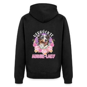 Berger Australien CRAZY AUSSIE LADY Fleurs - Veste à capuche bio Premium Unisexe - noir - Dos - Nico (187cm)