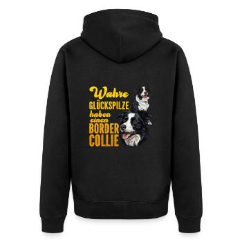 Propriétaires de chiens LES VRAIES PERSONNES CHANCEUSES ONT UNE FRONTIÈRE - Veste à capuche bio Premium Unisexe - noir - Dos - Nico (187cm)