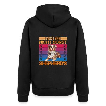 Aussie STRESS ME NOT ELSE SHEPHERDS Funny - Unisex Premium Organic Zip Hoodie - black - Back - Nico (187cm)