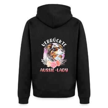 Berger Australien CRAZY AUSSIE LADY Fleurs - Veste à capuche bio Premium Unisexe - noir - Dos - Nico (187cm)