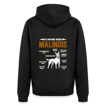 Malinois ANATOMY OF A BELGIAN MALINOIS Funny - Unisex Premium Organic Zip Hoodie - black - Back - Nico (187cm)