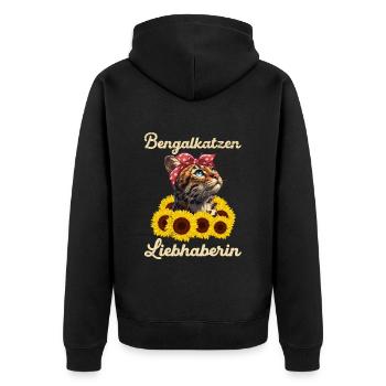 BENGALKATZEN LIEBHABERIN Bengal Katzenbesitzerin - Unisex Premium Bio Zip Hoodie - Schwarz - Hinten - Nico (187cm)