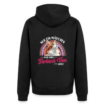 Katzenmama NUR EIN MÄDCHEN DAS IHRE TURKISH VAN - Unisex Premium Bio Zip Hoodie - Schwarz - Hinten - Nico (187cm)