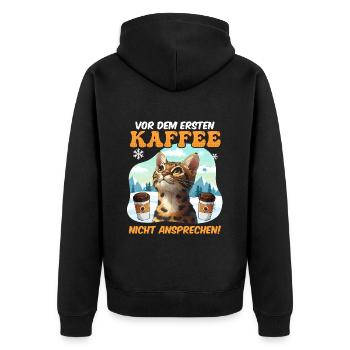 Bengal NE VOUS APPROCHEZ PAS AVANT VOTRE PREMIER CAFÉ ! - Veste à capuche bio Premium Unisexe - noir - Dos - Nico (187cm)