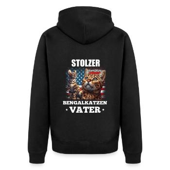 Bengalkatzen Besitzer STOLZER BENGALKATZEN - Unisex Premium Bio Zip Hoodie - Schwarz - Hinten - Nico (187cm)