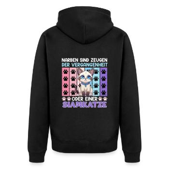 Chat siamois LES CICATRICES SONT LES TÉMOINS DU PASSÉ - Veste à capuche bio Premium Unisexe - noir - Dos - Nico (187cm)