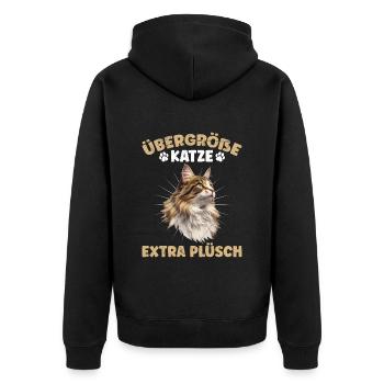 Maine Coon PLUS SIZE CAT EXTRA Plush Funny - Unisex Premium Organic Zip Hoodie - black - Back - Nico (187cm)