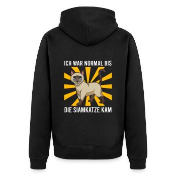 SIAMESE CATS I WAS NORMAL UNTIL THE SIAMESE CAT CAME - Unisex Premium Organic Zip Hoodie - black - Back - Nico (187cm)