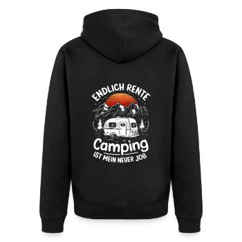 Endlich Rente Camping ist mein neuer Job | Campen - Unisex Premium Bio Zip Hoodie - Schwarz - Hinten - Nico (187cm)
