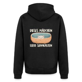 Siamkatzen DIESES MÄDCHEN LIEBT SIAMKATZEN - Unisex Premium Bio Zip Hoodie - Schwarz - Hinten - Nico (187cm)