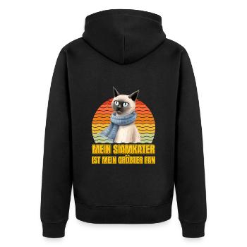 Siamese cats MY SIAMESE CAT IS MY BIGGEST FAN - Unisex Premium Organic Zip Hoodie - black - Back - Nico (187cm)