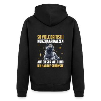 British Shorthair SO MANY BRITISH SHORTHAIRS - Unisex Premium Organic Zip Hoodie - black - Back - Nico (187cm)