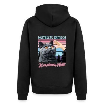 British Shorthair WORLD'S BEST BRITISH SHORTHAIR - Unisex Premium Organic Zip Hoodie - black - Back - Nico (187cm)