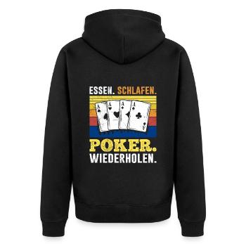 Poker Players EAT SLEEP POKER REPLAY - Unisex Premium Organic Zip Hoodie - black - Back - Nico (187cm)