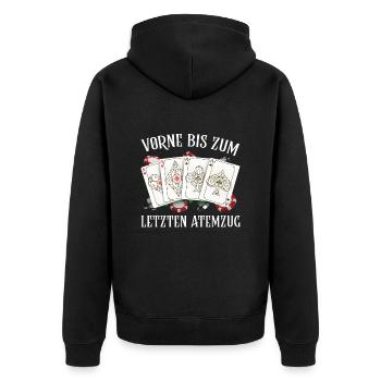 Joueur de poker drôle FRONT TILL LAST BREATH - Veste à capuche bio Premium Unisexe - noir - Dos - Nico (187cm)