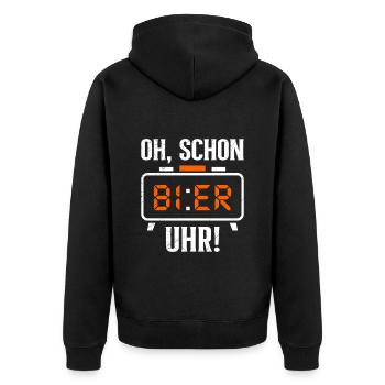 Schon wieder Bier Uhr Biertrinker Bierbrauer - Unisex Premium Bio Zip Hoodie - Schwarz - Hinten - Nico (187cm)