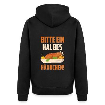 Un demi-poulet Bavarian food s’il vous plaît - Veste à capuche bio Premium Unisexe - noir - Dos - Nico (187cm)