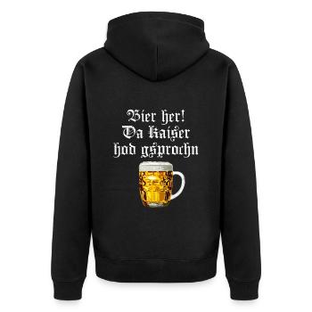 La bière ici, l’empereur a parlé - Veste à capuche bio Premium Unisexe - noir - Dos - Nico (187cm)