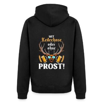 Avec ou sans lederhosen, santé ! Buveurs de bière - Veste à capuche bio Premium Unisexe - noir - Dos - Nico (187cm)