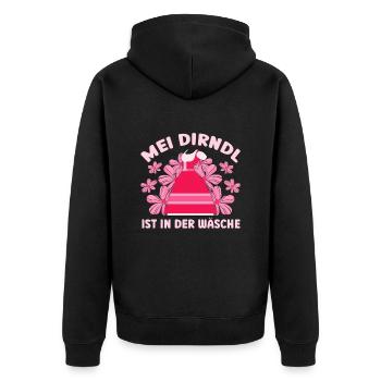 Dirndl Münchner Volksfest MEI DIRNDL IS IN THE - Unisex Premium Organic Zip Hoodie - black - Back - Nico (187cm)