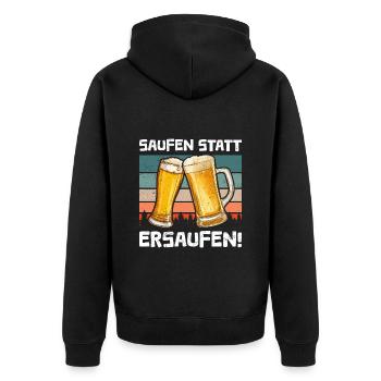 Drinking instead of drowning beer - Unisex Premium Organic Zip Hoodie - black - Back - Nico (187cm)