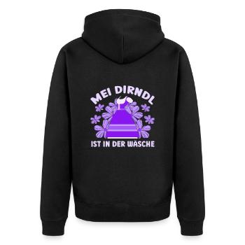 Dirndl Münchner Volksfest MEI DIRNDL IS IN THE - Unisex Premium Organic Zip Hoodie - black - Back - Nico (187cm)