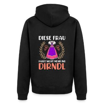 Dirndl zu klein Trachtenshirt Damen Trachten Dirndl - Unisex Premium Organic Zip Hoodie - black - Back - Nico (187cm)