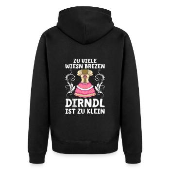 Dirndl zu klein Trachtenshirt Damen Trachten Dirndl - Unisex Premium Organic Zip Hoodie - black - Back - Nico (187cm)